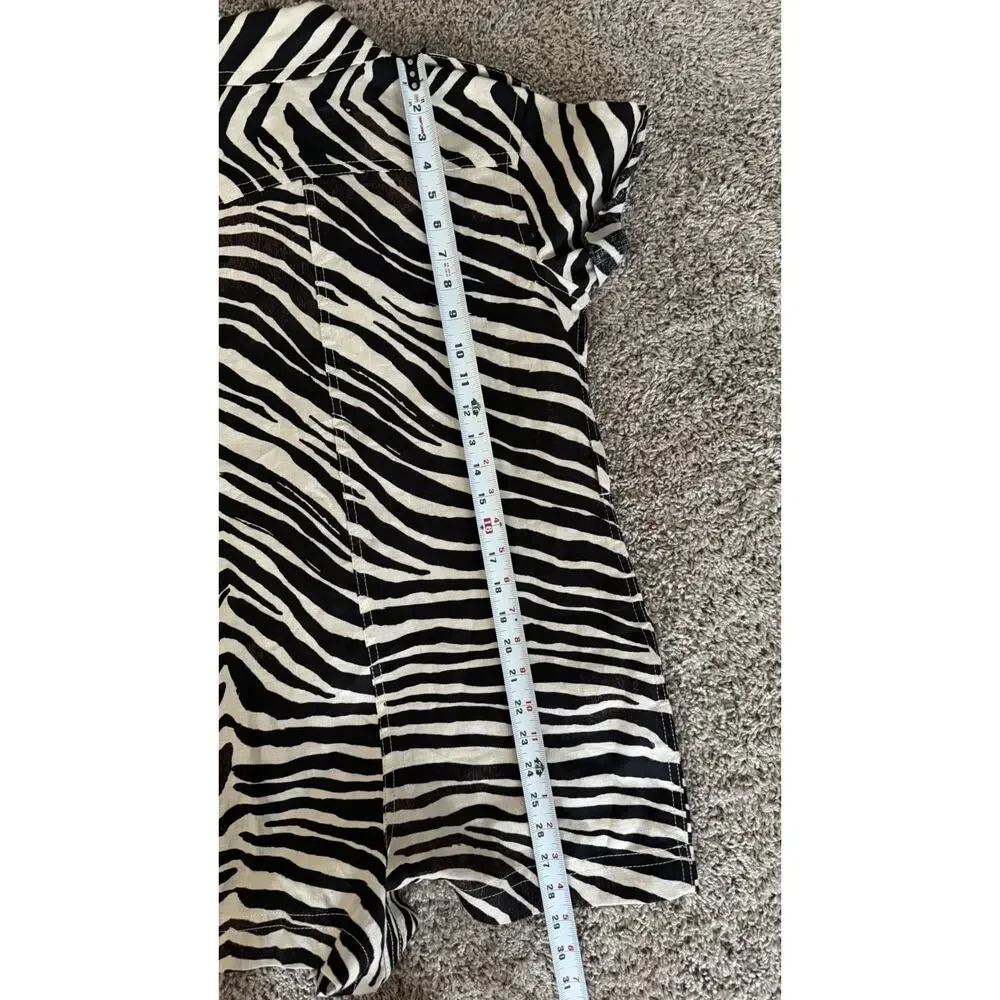 Banana Republic Zebra Print Linen Safari Romper Sz XXS